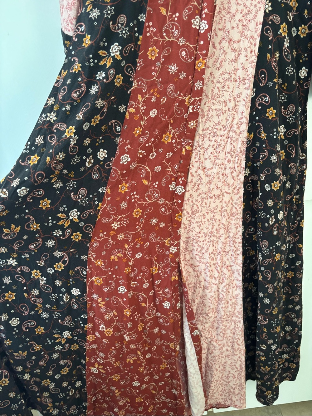 Zara Woman Patchwork Paisley Floral Maxi Shirt Dress XL Boho Prairie Whimsigoth - Picture 7 of 12